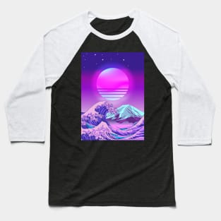 Great Wave off Kanagawa Synthwave Baseball T-Shirt